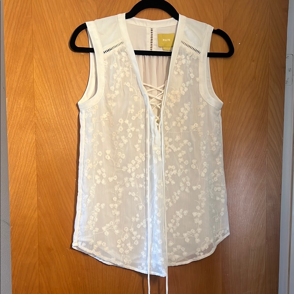 Maeve by Anthropologie Embroidered Lace-Up Tank - Picture 2 of 8
